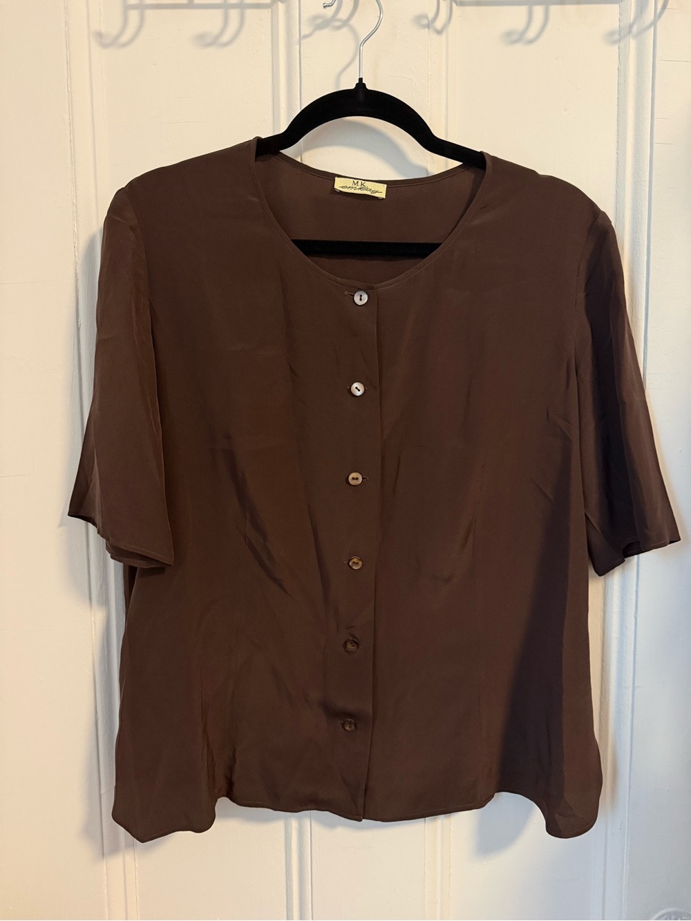 vintage 100% silk brown top